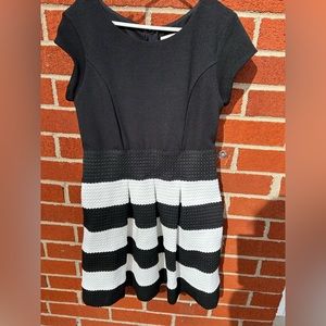 Girls Black and White Striped Dress Size 10